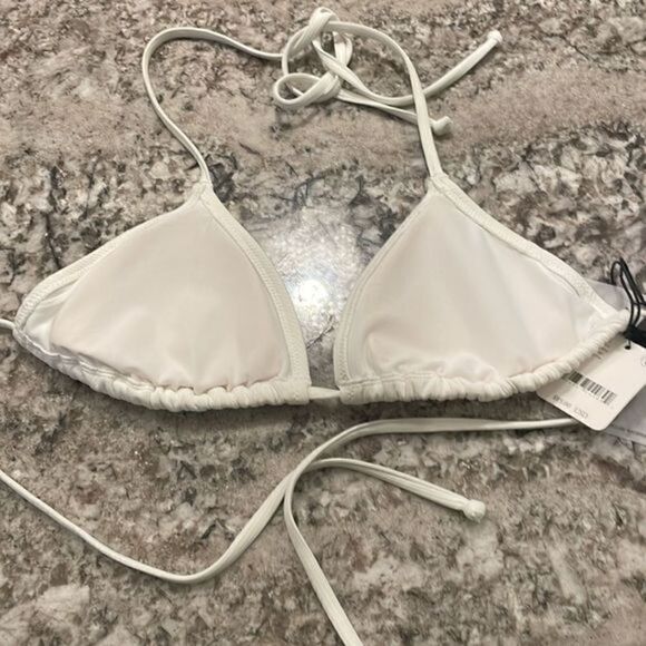 New Free Prople White Triangle Bikini Top Small - Picture 4 of 6